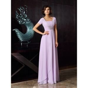 JJs A Line Princess Square Neck Mother of the Bride Dress sz 16 Lilac Beaded NWT